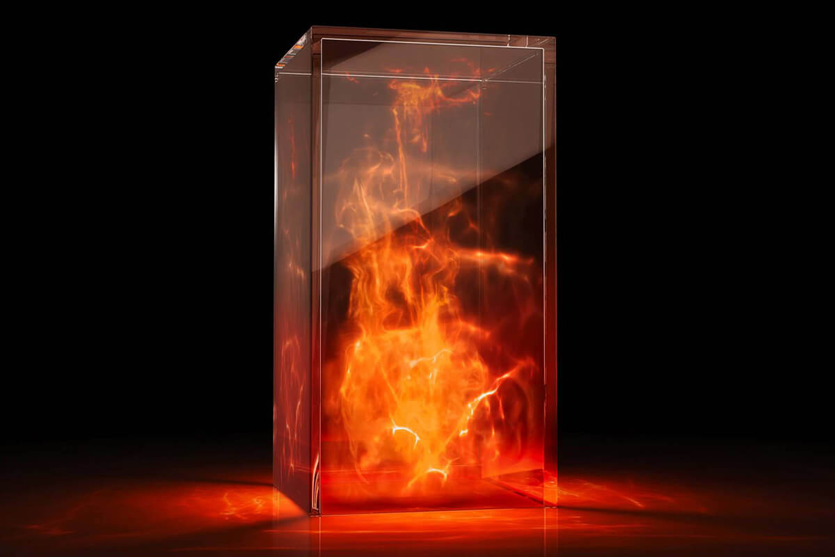 An example of fire resistant glass